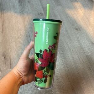 Starbucks Holiday Green floral color-changing venti Tumbler 2021 Reusable Venti
